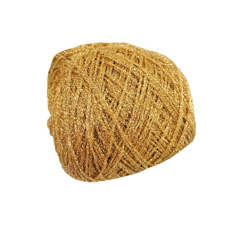 Clisil 860yd Gold Lurex Thread 3.52oz Shining Glitter Sparkle Metallic Yarn DIY Fancy Crochet Project String Knitting Sweater Scarf Accessory 3mm Thick Golden - Image 1